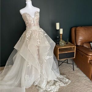 Hayley Paige Occasions Cream Lace Wedding Dress